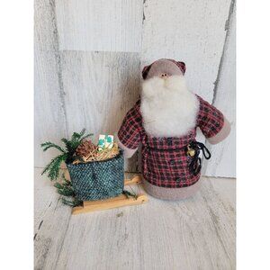 Collectible creations 1998 Santa Claus sled pull plush xmas figure